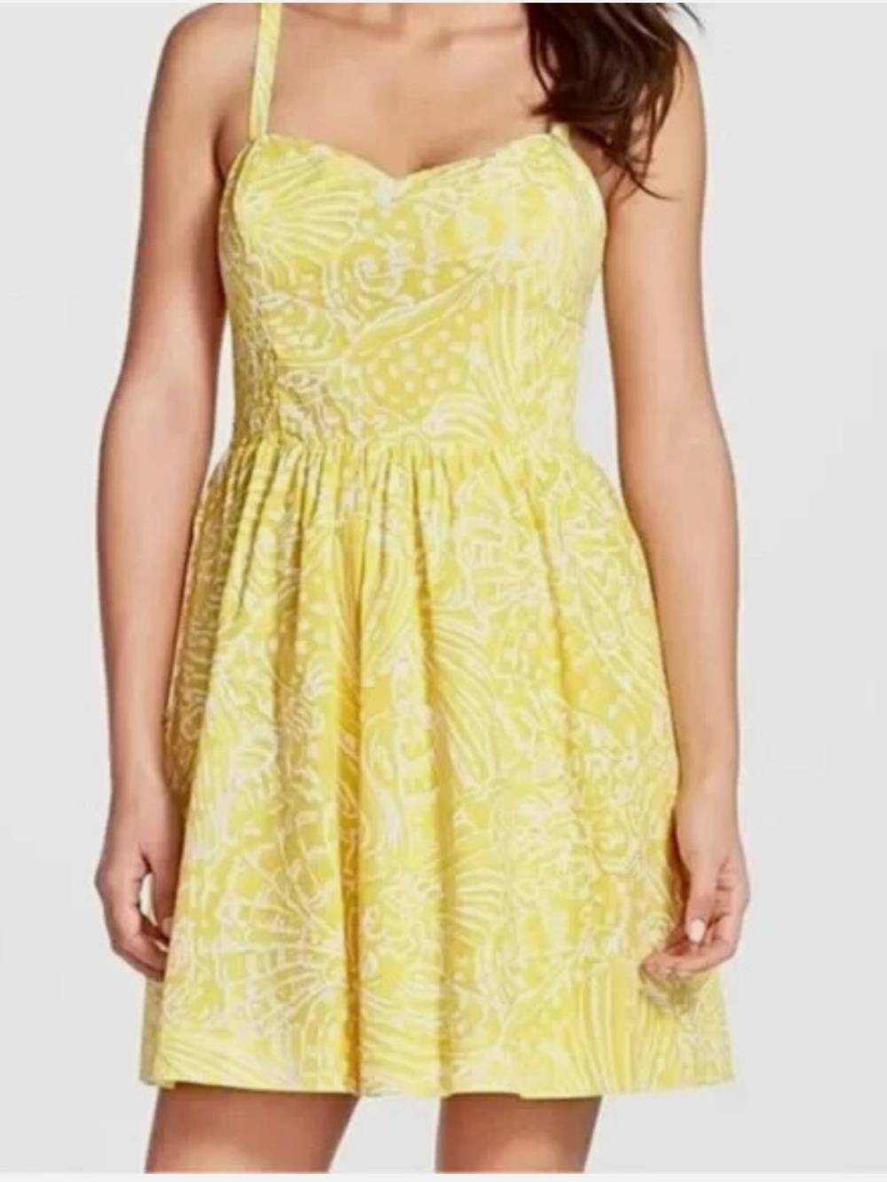 Lilly Pulitzer Christine Dress Sz 2 Yellow Sunglow Fit & Flare Mini W/Pockets - Picture 4 of 13